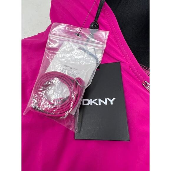 DKNY Magenta Ruched Tummy Control UV Protection One-Piece Swimsuit 8 - Picture 3 of 7
